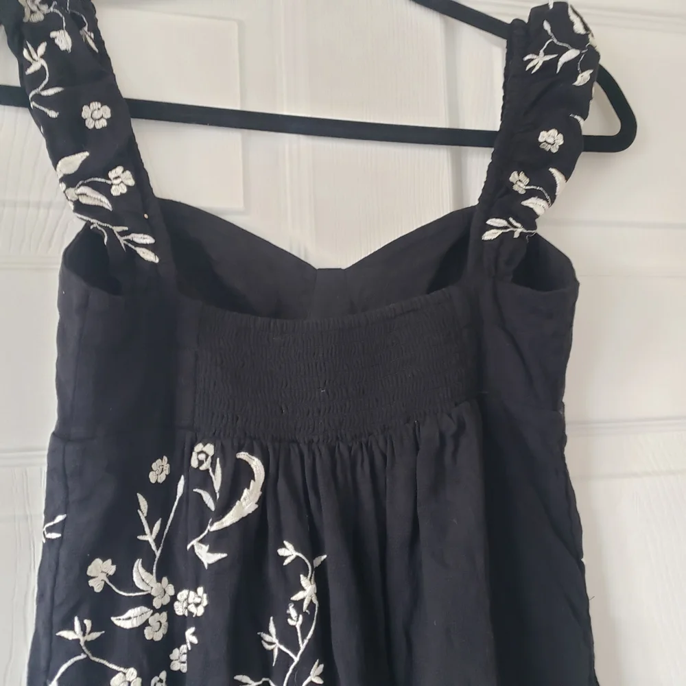 Anthropologie Black Dress with Colorful Floral Embroidery - Picture 6 of 10